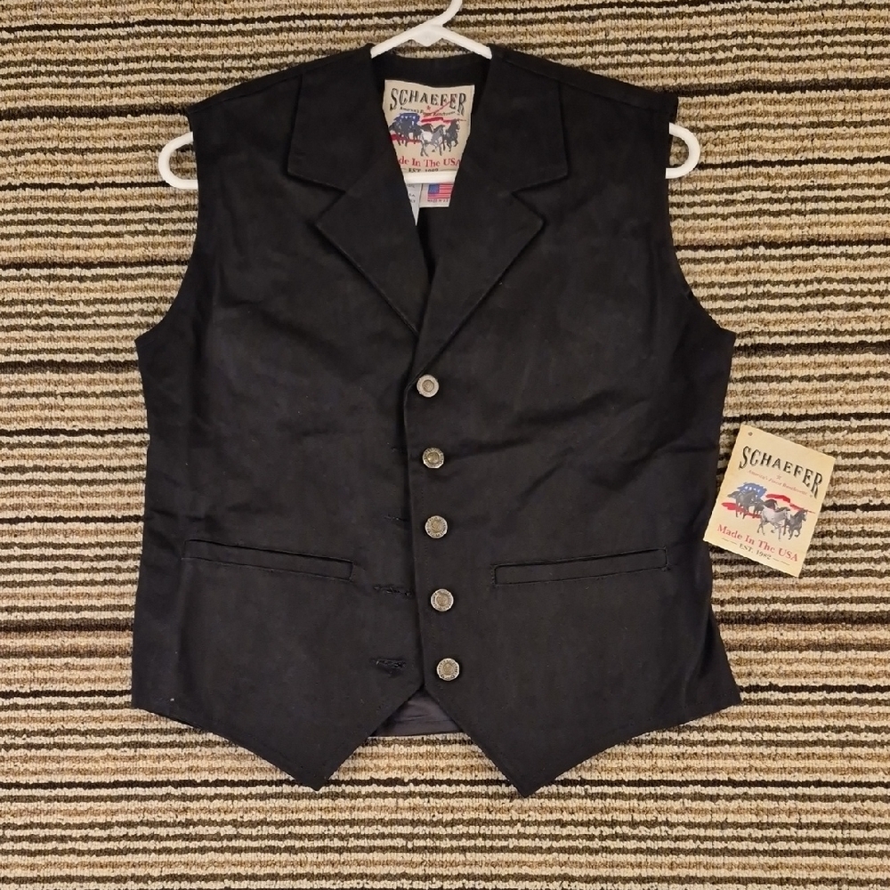 SCHAEFER Outfitter Black Solid Cotton Canvas 705L Western Small Womens‎ Vest NEW
